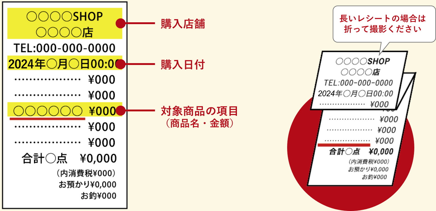 レシート撮影に関するご注意 図